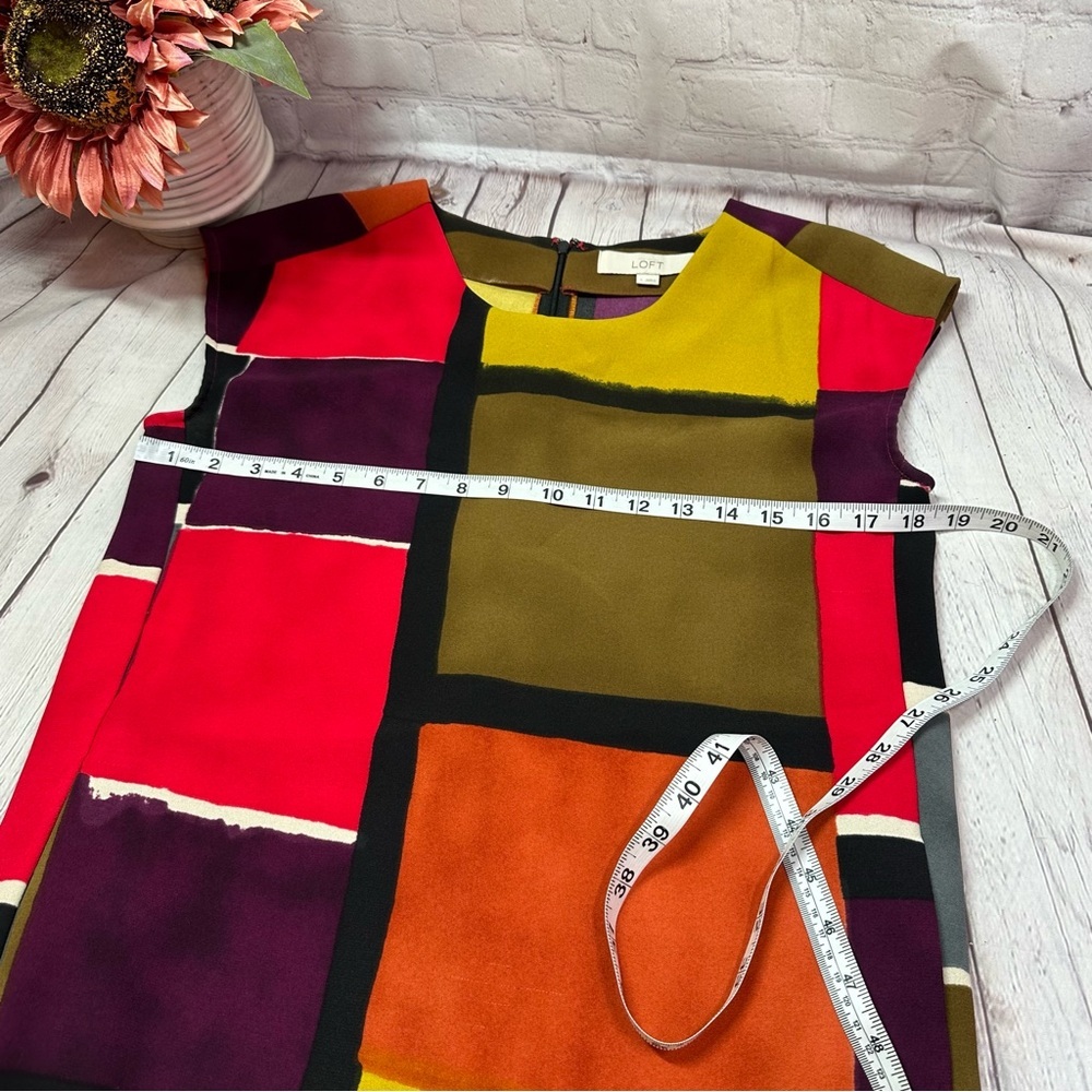 Loft Ann Taylor Color Block Midi Shift Dress Sz 2… - image 6